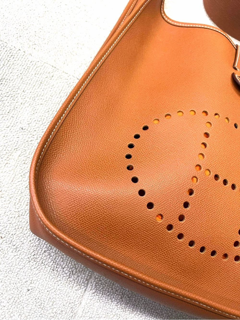 Hermes Cognac Brown Perforated Shoulder Bag